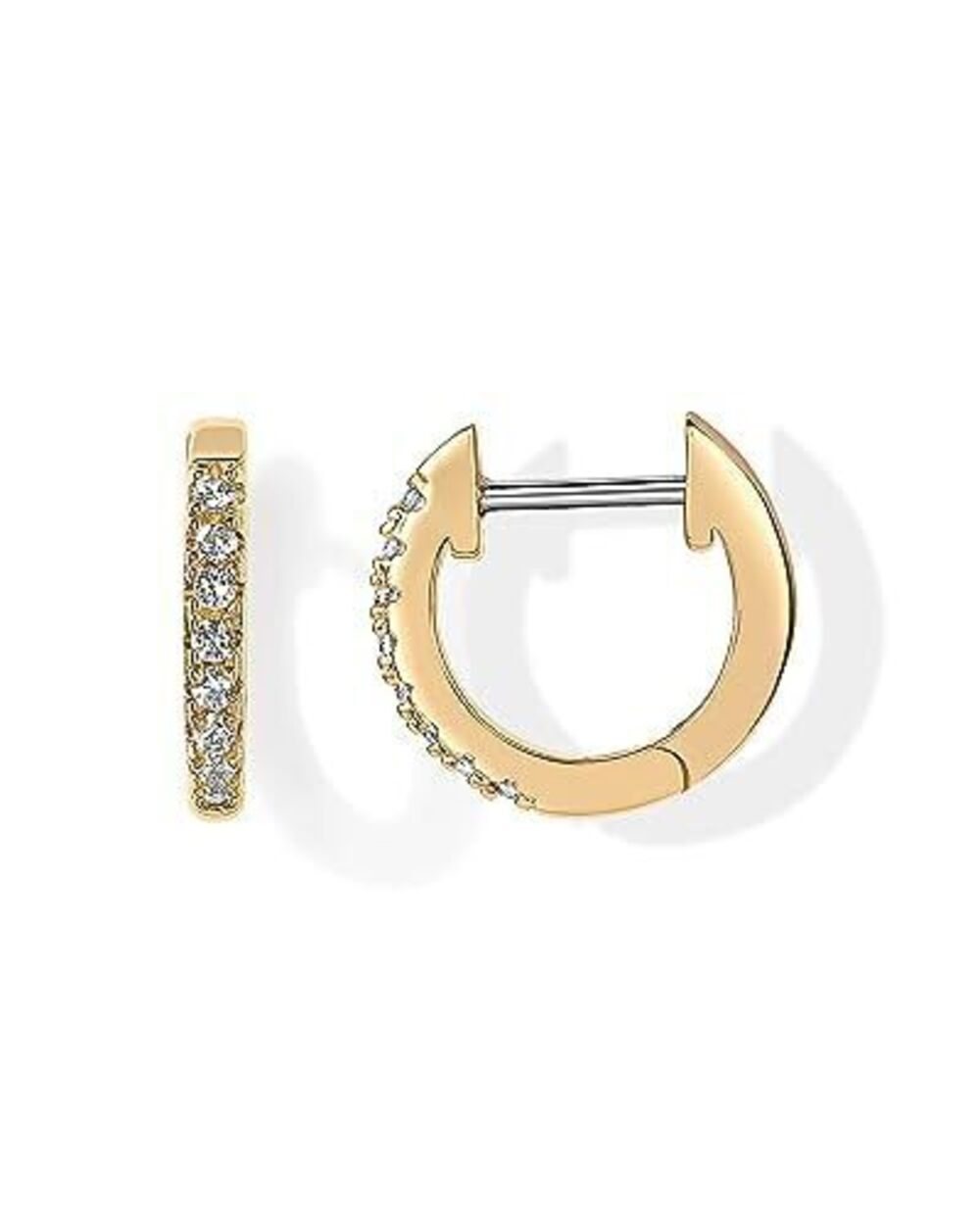 6642 18K Yellow Gold Vermeil Post Cubic Zirconia Cuff Earring Huggie Stud